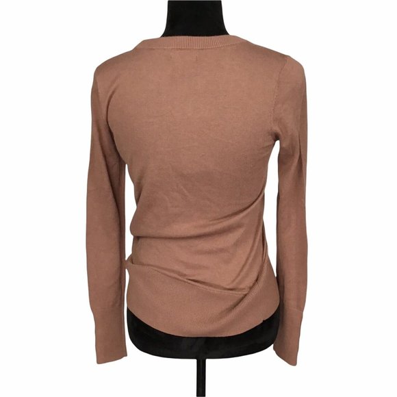 Halogen Soft Cotton Blend Crew Neck Sweater Comfy Button Cuff Brown Clove Sz XS - Picture 3 of 4